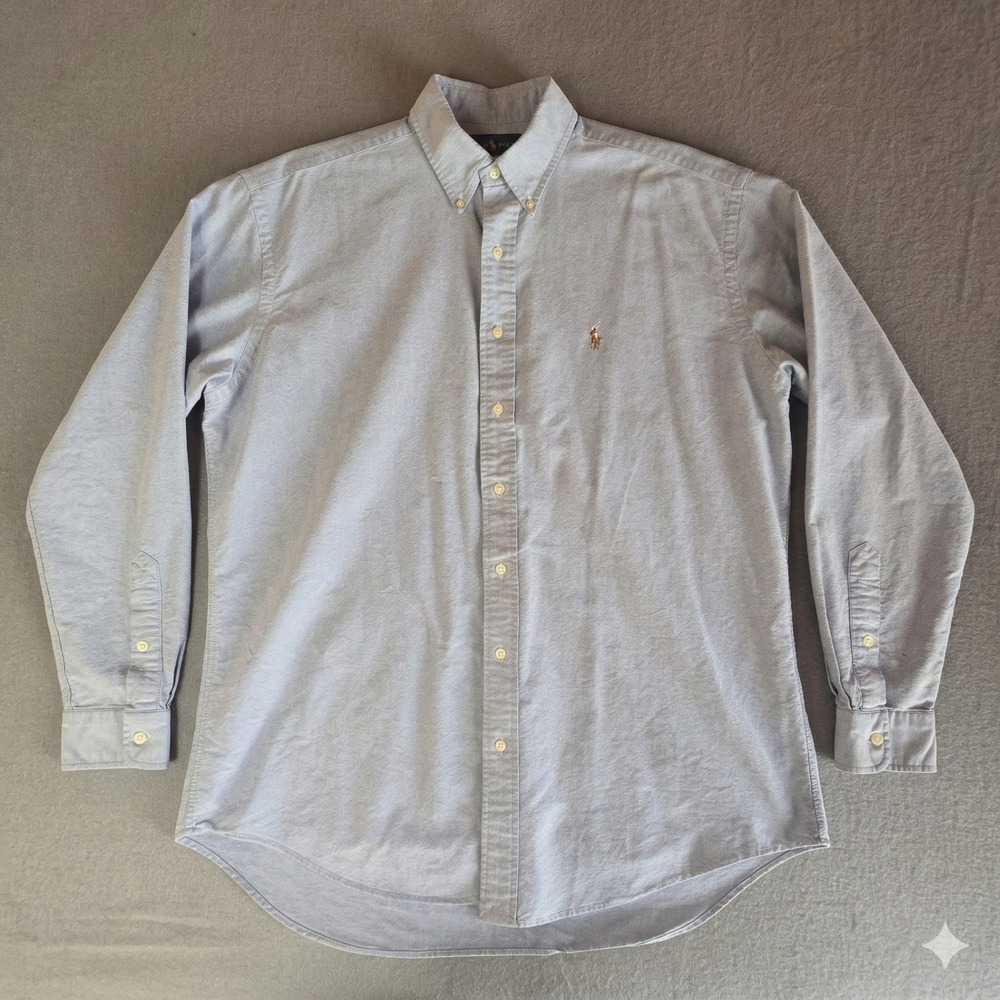 Ralph Lauren Blake Mens Large Blue Oxford Button Down Shirt Cotton Long Sleeve